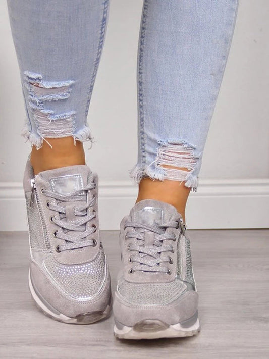 Sofia™ | Smarte Metalliske Sneakers Med Lynlås